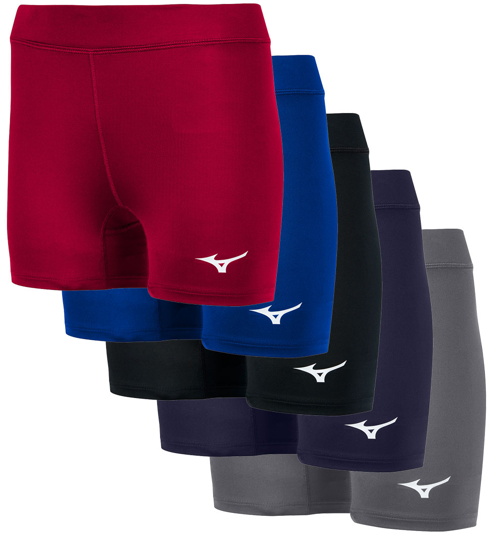 Mizuno Brand Core Vortex Hybrid Volleyball Spandex Shorts in Black & Navy  Blue