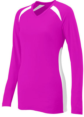 Augusta Long Sleeve Spike Jersey - Power Pink | Midwest Volleyball ...